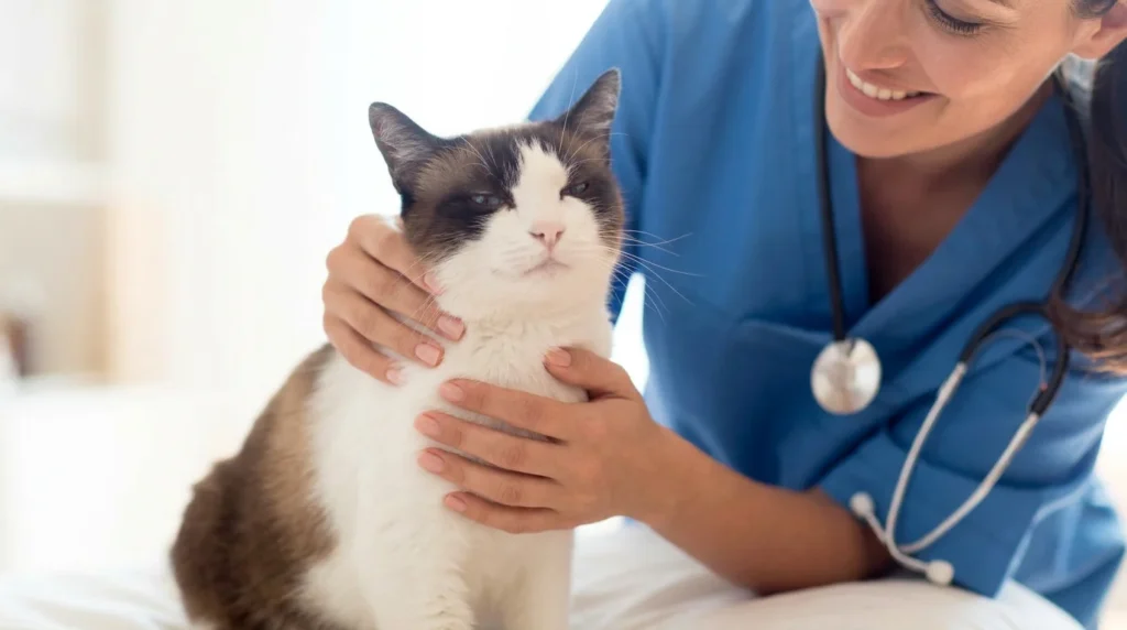 Gato con veterinario