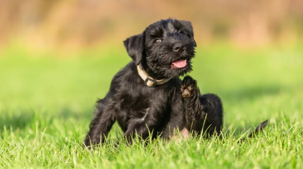 perro negro rascandose
