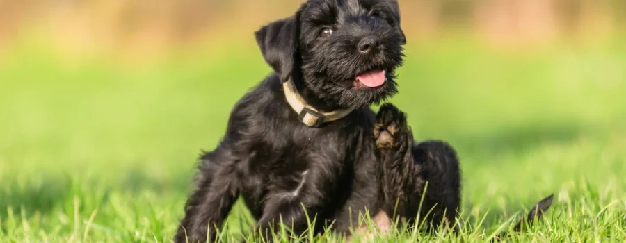 perro negro rascandose